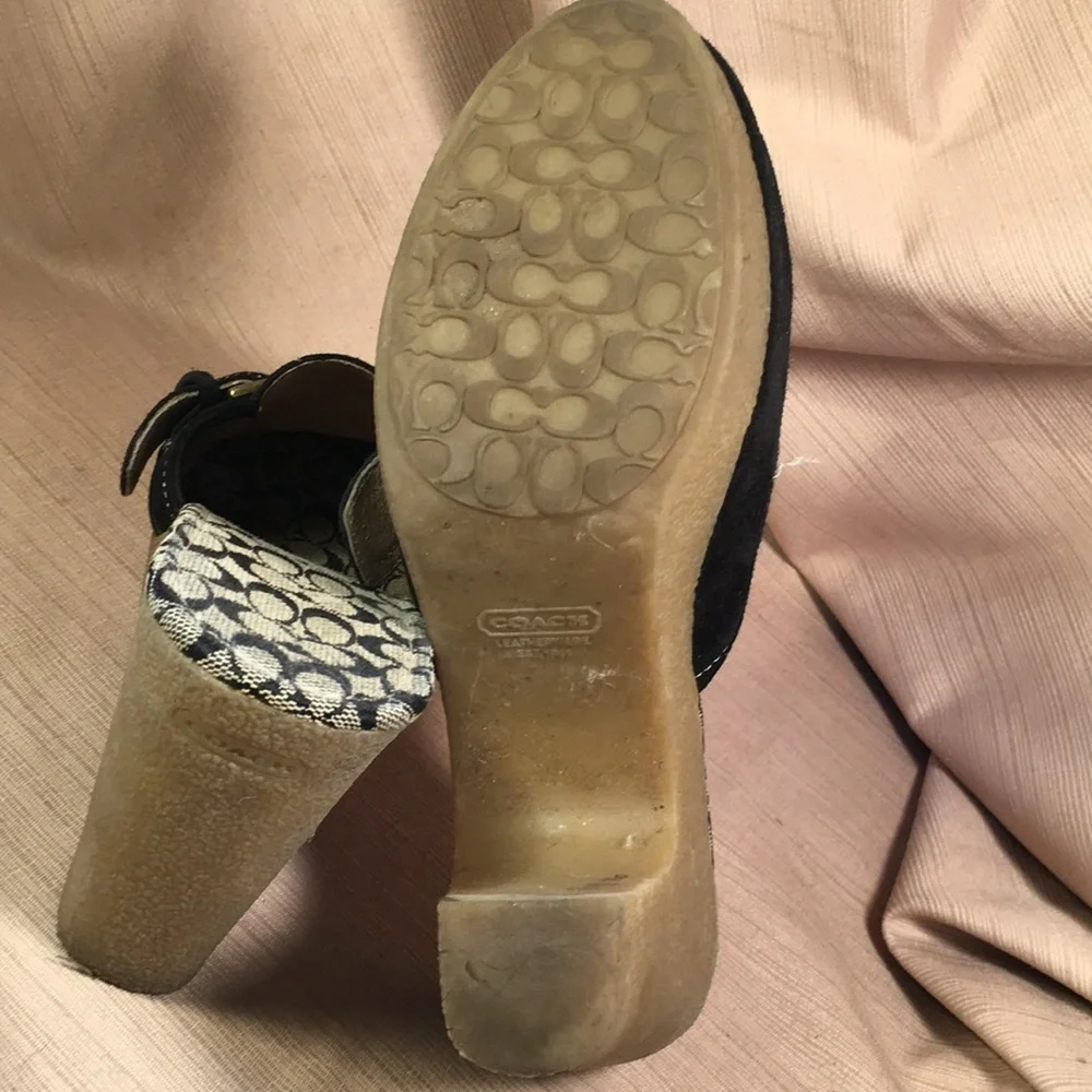 Coach leather buckle slide in mules RARE